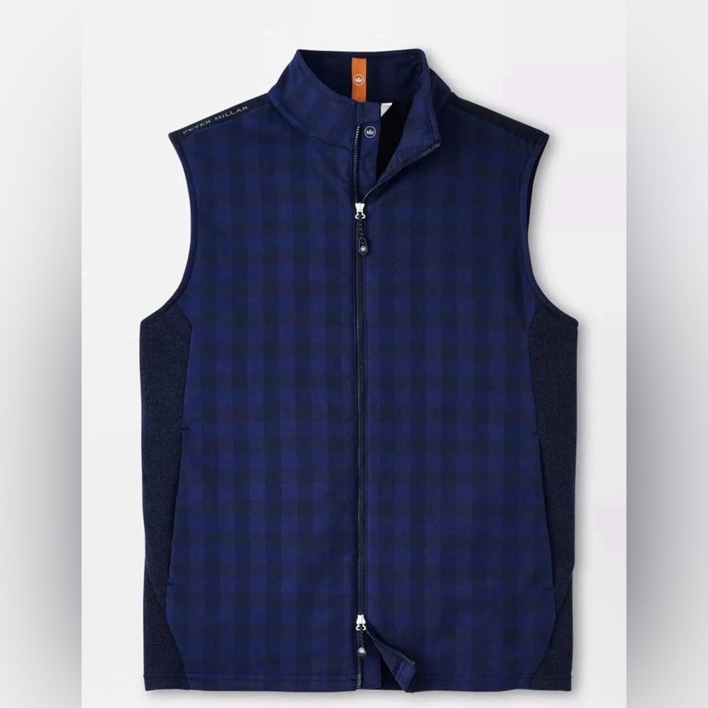 Peter Millar Fuse Elite Performance Flannel Vest Full Zip Navy Blue Large Nwt